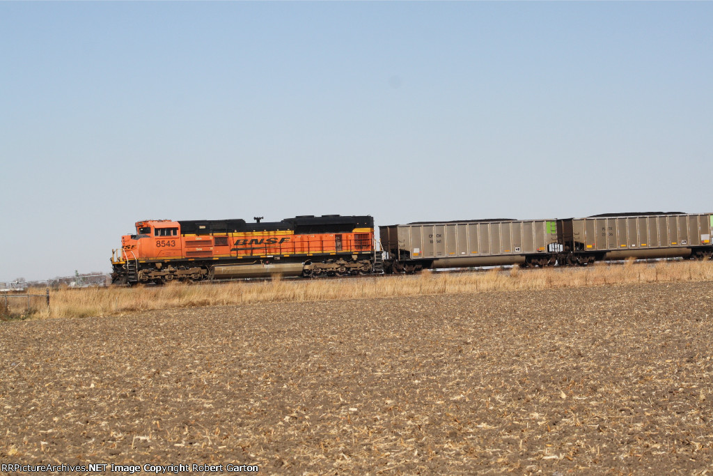 BNSF 8543 brings up the rear of a coal train